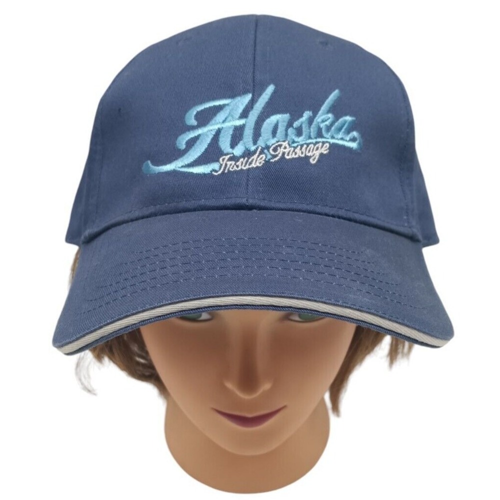 ALASKA Inside Passage Blue Cotton Baseball Cap‎ by Polar Graphics, Adjustable